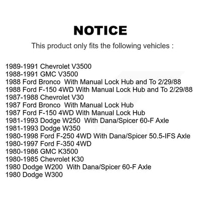 [Extérieur avant] Kit d'ensemble roulement de roue et cage pour Ford F-250 F-350 F-150 Dodge W250 Chevrolet K30 W350 Bronco GMC V3500 K3500 V30 W200 W300 K70-101093