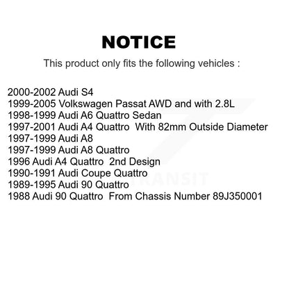 [Avant + Arrière] Kit de Roulement de roue pour Volkswagen Passat Audi A4 Quattro S4 A6 90 Coupe K70-101131