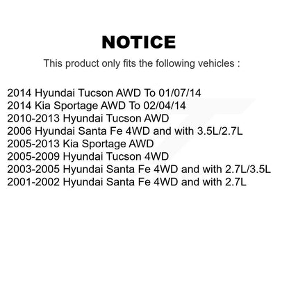 [Avant + Arrière] Kit de Roulement de roue pour Hyundai Tucson Kia Sportage Santa Fe K70-101134