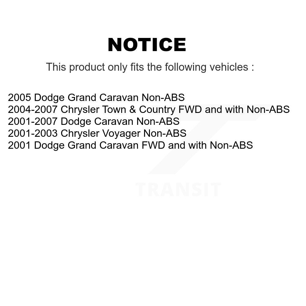 [Avant + Arrière] Kit d'ensemble roulement de roue et moyeu pour Chrysler Dodge Town Country Grand Caravan Voyager K70-101181
