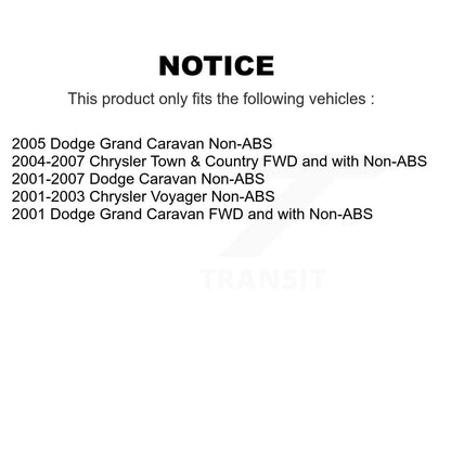 [Avant + Arrière] Kit d'ensemble roulement de roue et moyeu pour Chrysler Dodge Town Country Grand Caravan Voyager K70-101181