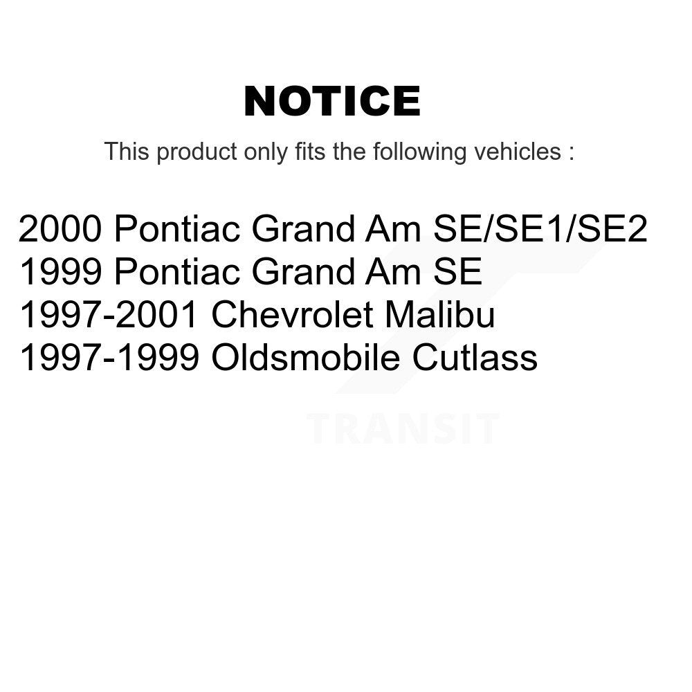 [Avant + Arrière] Kit d'ensemble roulement de roue et moyeu pour Chevrolet Malibu Pontiac Grand Am Oldsmobile Cutlass K70-101183