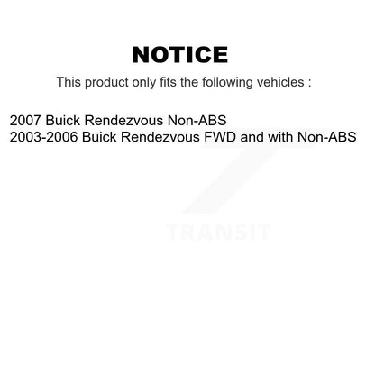 [Avant + Arrière] Kit d'ensemble roulement de roue et moyeu pour Buick Rendezvous K70-101189