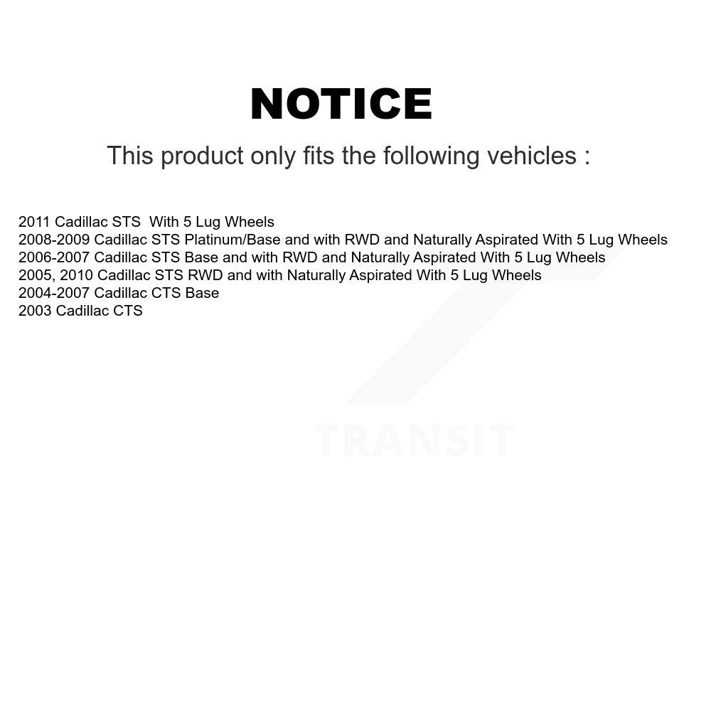 [Avant + Arrière] Kit d'ensemble roulement de roue et moyeu pour Cadillac CTS STS K70-101193