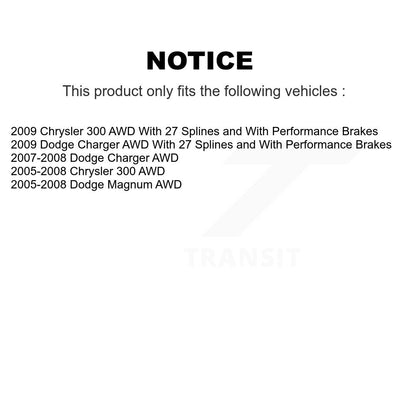 [Avant + Arrière] Kit d'ensemble roulement de roue et moyeu pour Chrysler 300 Dodge Charger Magnum AWD K70-101224