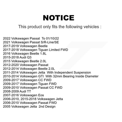 [Avant + Arrière] Kit d'ensemble roulement de roue et moyeu pour Volkswagen Jetta Passat Tiguan Beetle CC Audi Q3 GTI Eos Golf R TT K70-101237