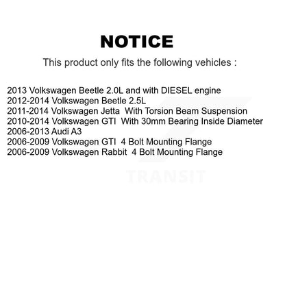 [Avant + Arrière] Kit d'ensemble roulement de roue et moyeu pour Volkswagen Jetta GTI Beetle Rabbit Audi A3 Golf R K70-101238