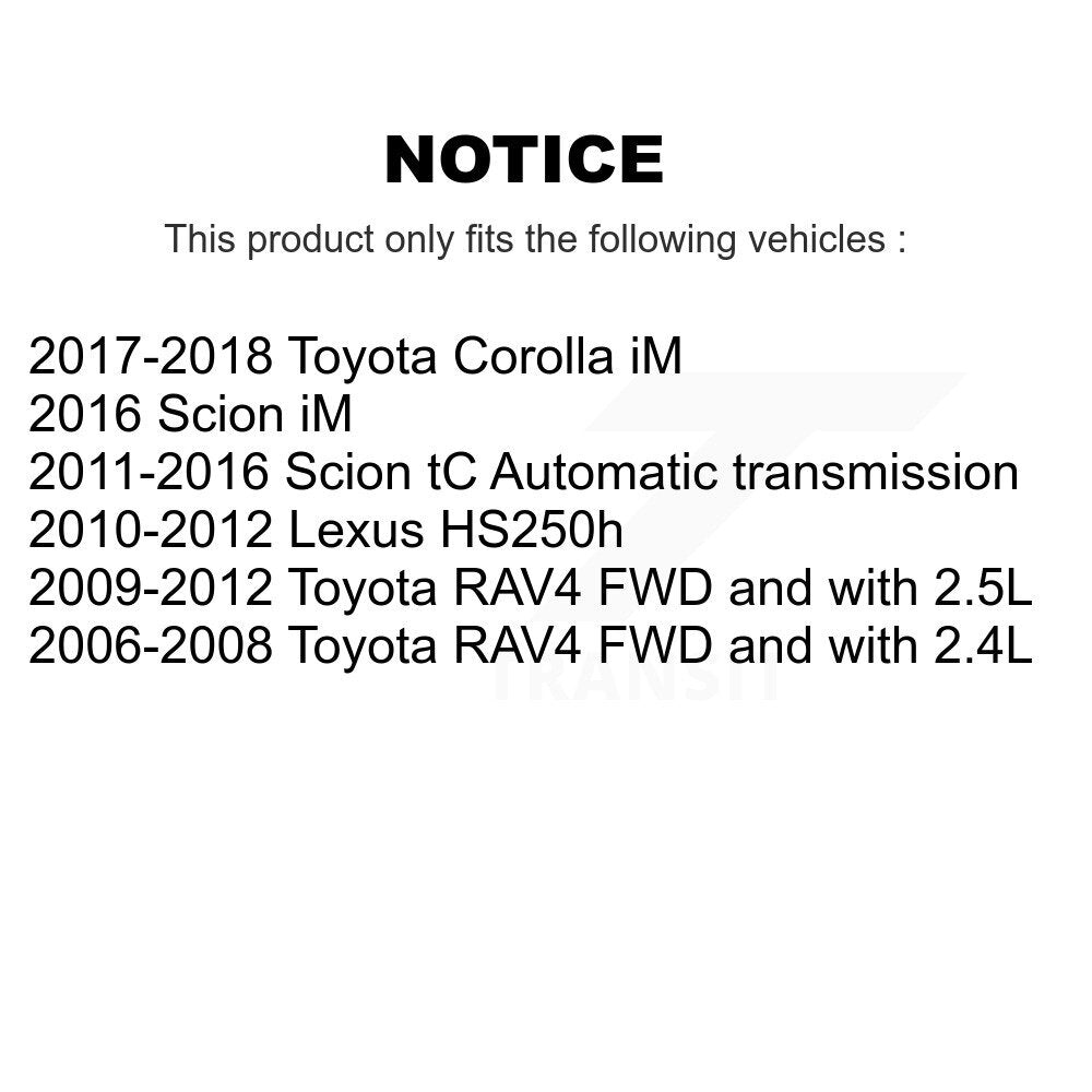 [Avant + Arrière] Kit d'ensemble roulement de roue et moyeu pour Toyota RAV4 Scion tC Corolla iM Lexus HS250h K70-101241