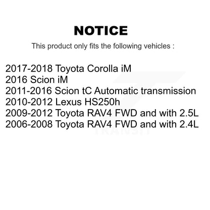[Avant + Arrière] Kit d'ensemble roulement de roue et moyeu pour Toyota RAV4 Scion tC Corolla iM Lexus HS250h K70-101241
