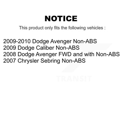 [Avant + Arrière] Kit d'ensemble roulement de roue et moyeu pour Dodge Avenger Chrysler Sebring Caliber K70-101251