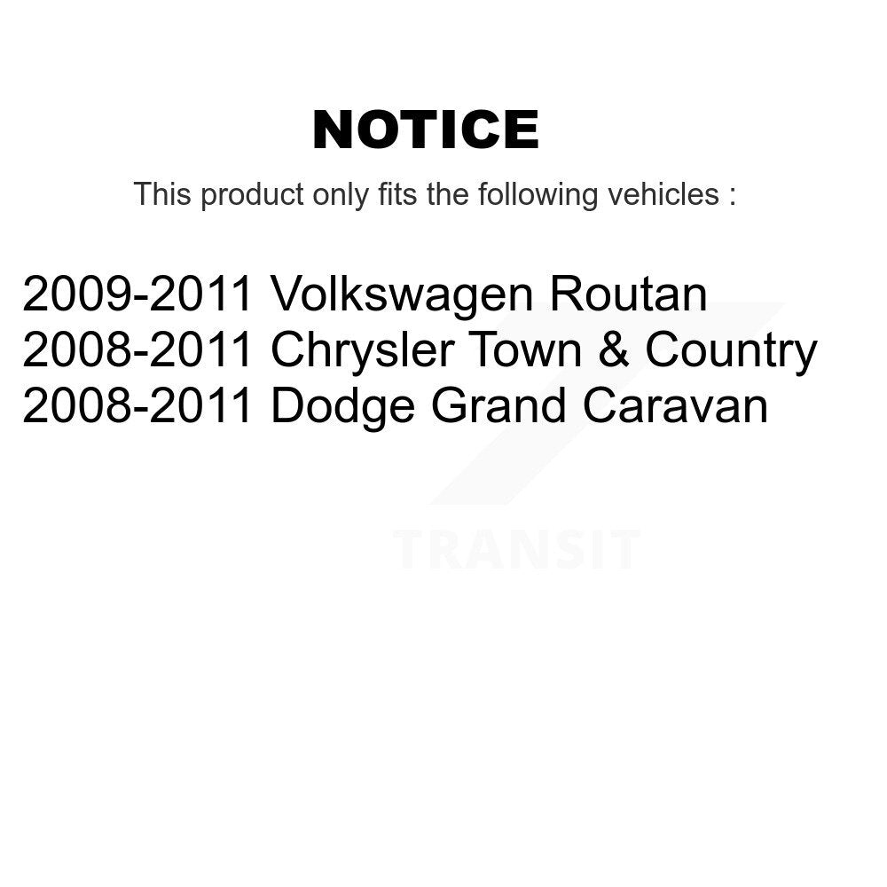[Avant + Arrière] Kit d'ensemble roulement de roue et moyeu pour Chrysler Town Country Dodge Grand Caravan Volkswagen Routan K70-101257