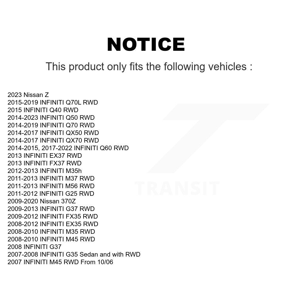 [Avant + Arrière] Kit d'ensemble roulement de roue et moyeu pour INFINITI G37 Q50 G35 Nissan 370Z QX50 EX35 M37 QX70 FX35 G25 Q60 Q70 Q40 Q70L M35 M56 M45 EX37 M35h K70-101282