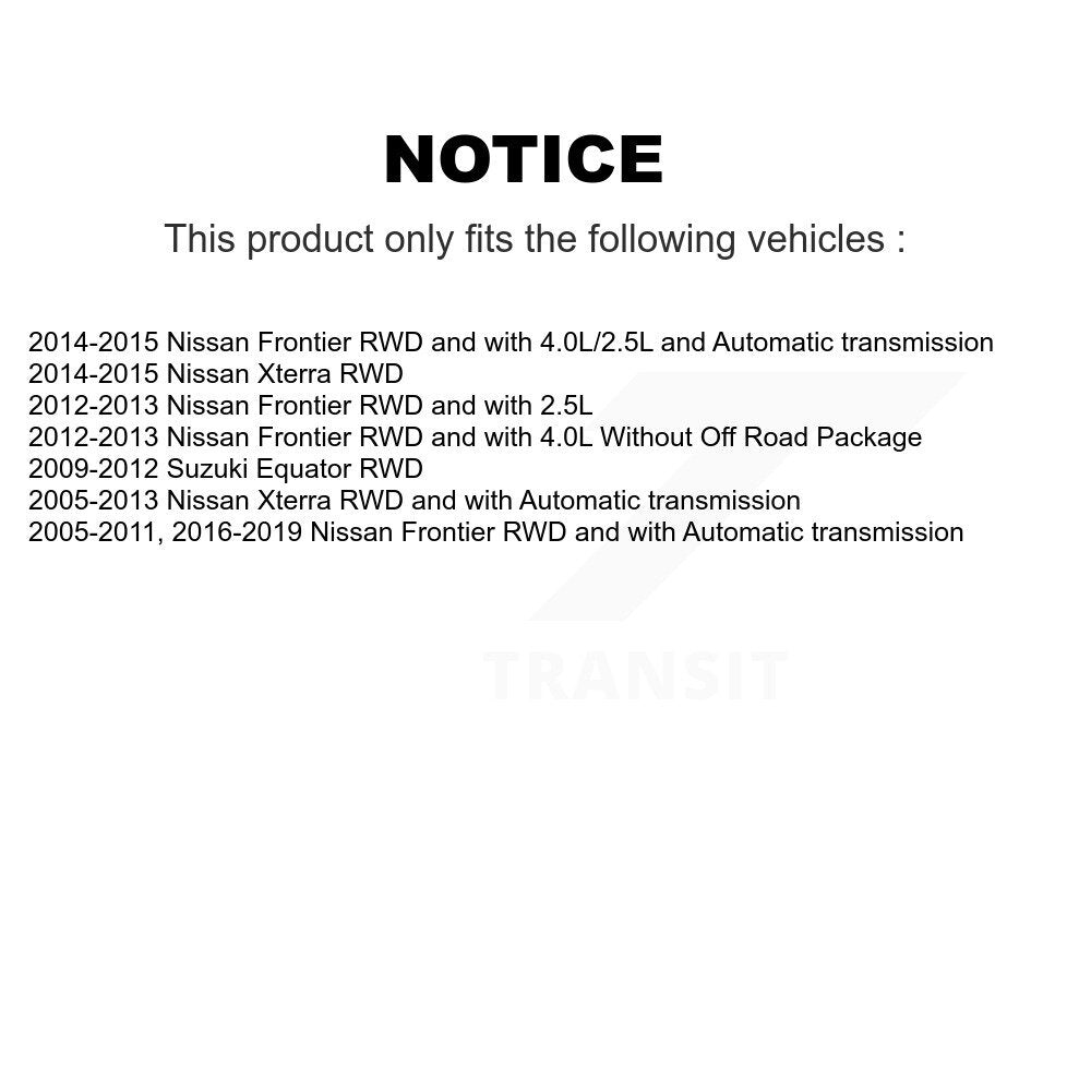 [Avant + Arrière] Kit d'ensemble roulement de roue et moyeu pour Nissan Frontier Xterra Suzuki Equator K70-101292
