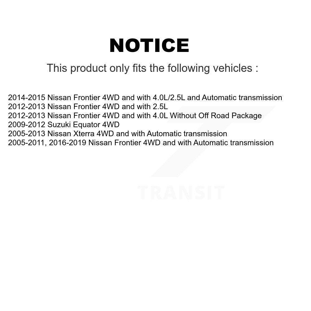 [Avant + Arrière] Kit d'ensemble roulement de roue et moyeu pour Nissan Frontier Xterra Suzuki Equator K70-101294