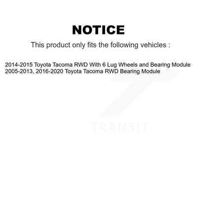 [Avant + Arrière] Kit d'ensemble roulement de roue pour Toyota Tacoma RWD K70-101303