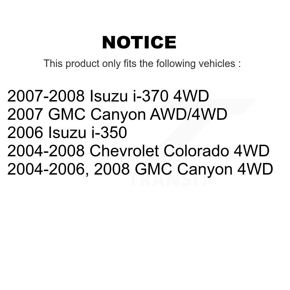 [Avant et Arrière] Ensemble roulement de roue et moyeu pour Chevrolet Colorado GMC Canyon Isuzu i-350 K70-101356