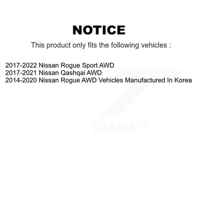 [Avant + Arrière] Kit d'ensemble roulement de roue et moyeu pour Nissan Rogue Sport Qashqai AWD K70-101360