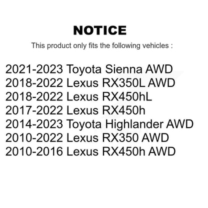 [Arrière] Kit d'ensemble roulement de roue et moyeu pour Toyota Highlander Lexus RX350 RX450h RX350L RX450hL Sienna K70-101369