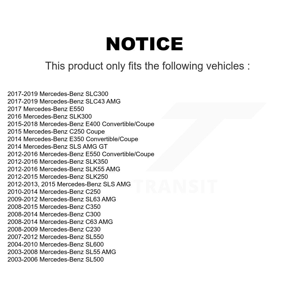 [Arrière] Kit d'ensemble roulement de roue et moyeu pour Mercedes-Benz E350 C300 C250 E400 SL500 C350 E550 SL550 SLK250 SLK350 SL55 AMG C63 SLC300 SLK300 SLS SL600 SL63 SLC43 SLK55 C230 K70-101372