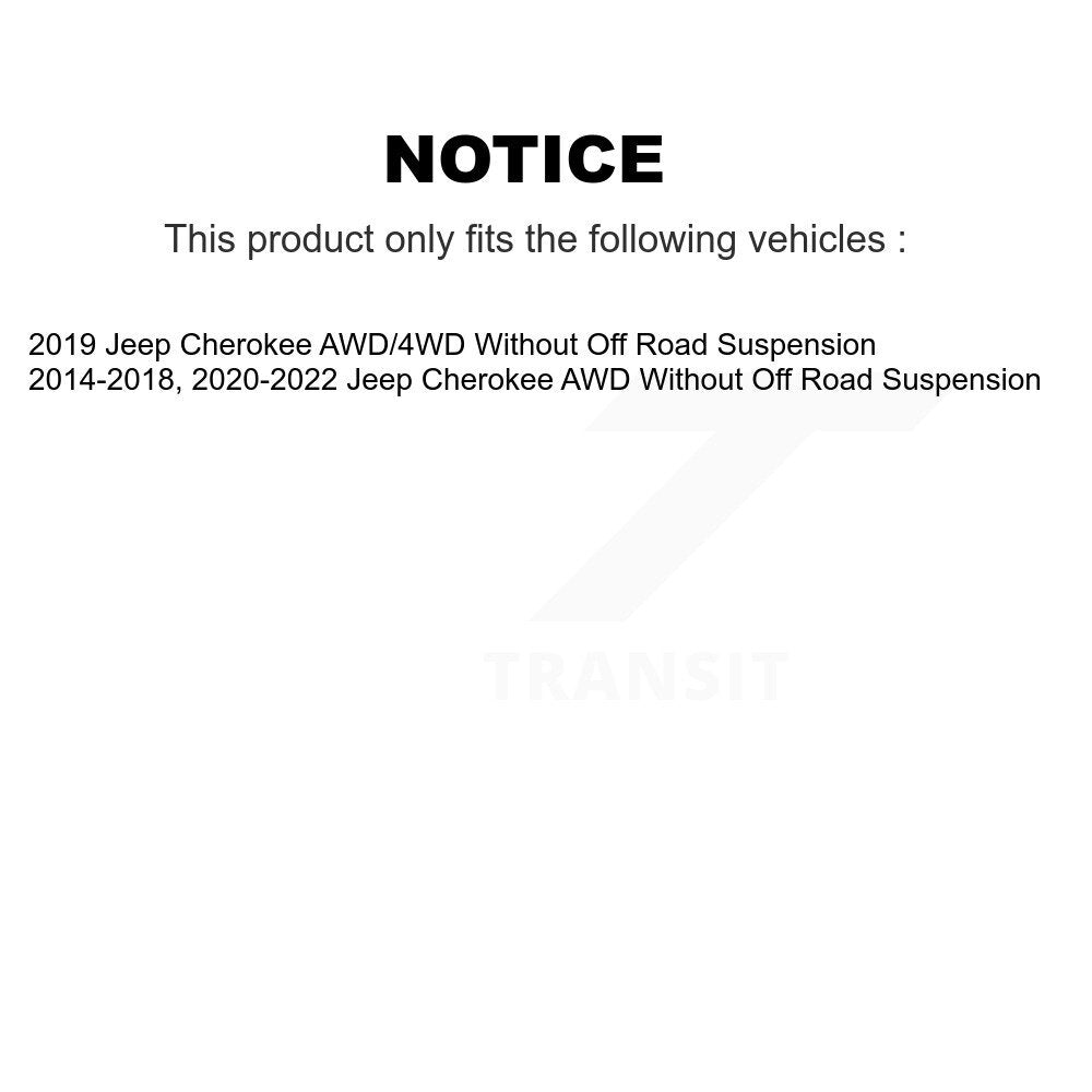 [Avant + Arrière] Kit d'ensemble roulement de roue et moyeu pour Jeep Cherokee sans Off Road Suspension K70-101436