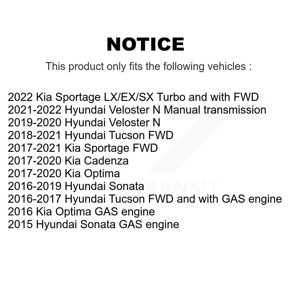 [Avant + Arrière] Kit d'ensemble roulement de roue et moyeu pour Hyundai Sonata Kia Tucson Optima Sportage Cadenza Veloster N K70-101441