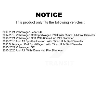 [Avant + Arrière] Kit d'ensemble roulement de roue et moyeu pour Volkswagen Jetta GTI Audi A3 Golf SportWagen R Sportback e-tron K70-101465