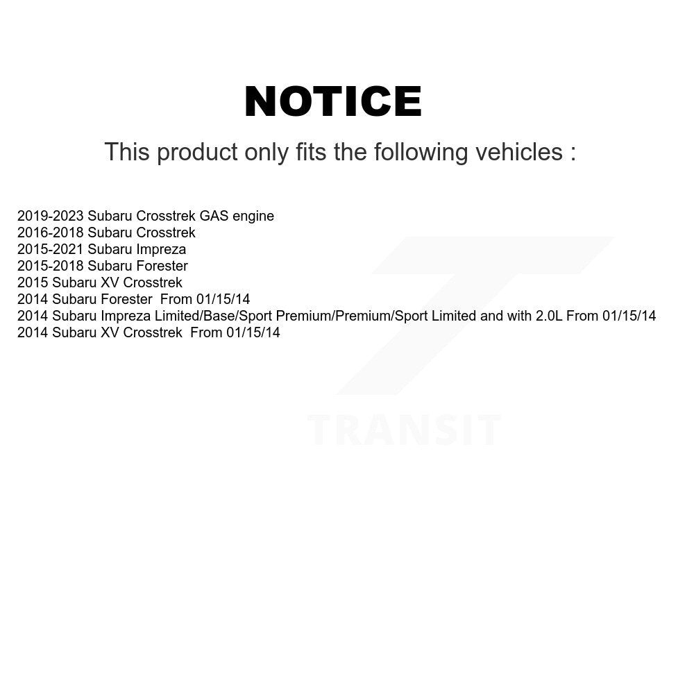 [Avant + Arrière] Kit d'ensemble roulement de roue et moyeu pour Subaru Forester Crosstrek Impreza XV K70-101470