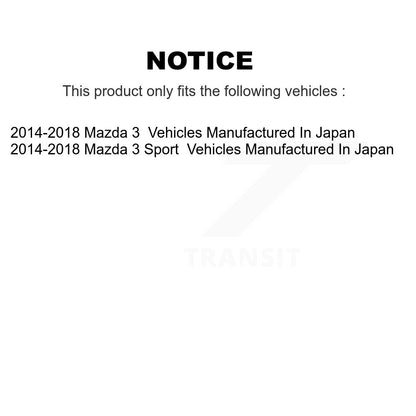 [Arrière] Kit d'ensemble roulement de roue et moyeu pour 2014-2018 Mazda 3 Sport Vehicles Manufactured In Japan K70-101503