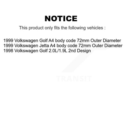 [Avant + Arrière] Kit de Roulement de roue pour 1999 Volkswagen Jetta Golf 72mm Outer Diameter K70-101522