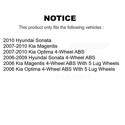 [Avant + Arrière] Kit de Roulement de roue pour Hyundai Sonata Kia Optima Magentis K70-101554