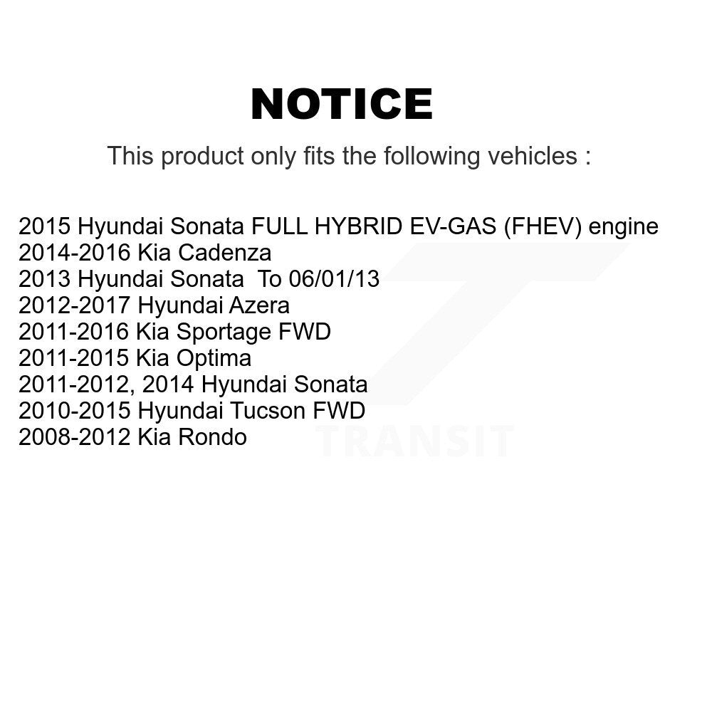 [Avant + Arrière] Kit de Roulement de roue pour Hyundai Sonata Kia Optima Tucson Sportage Azera Rondo Cadenza K70-101558