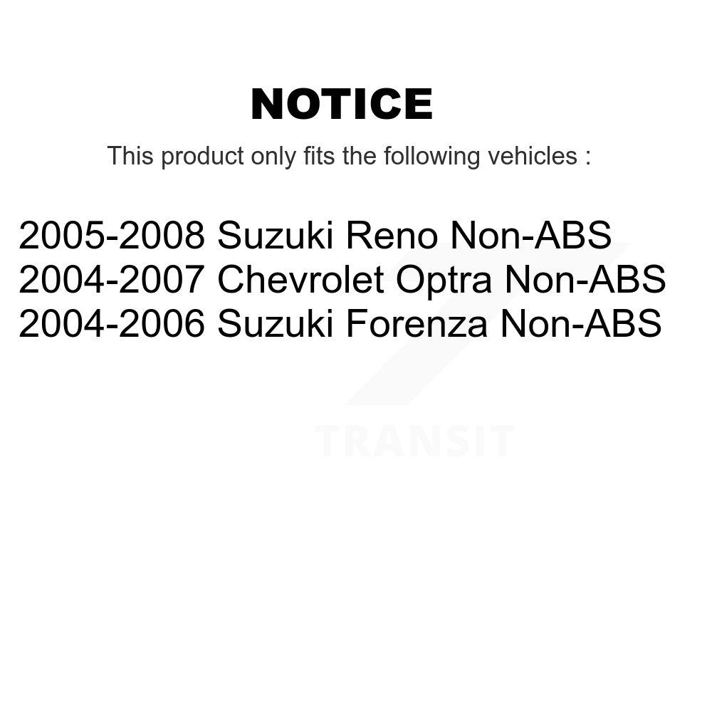 [Avant + Arrière] Kit de Roulement de roue pour Suzuki Forenza Reno Chevrolet Optra Non-ABS K70-101567