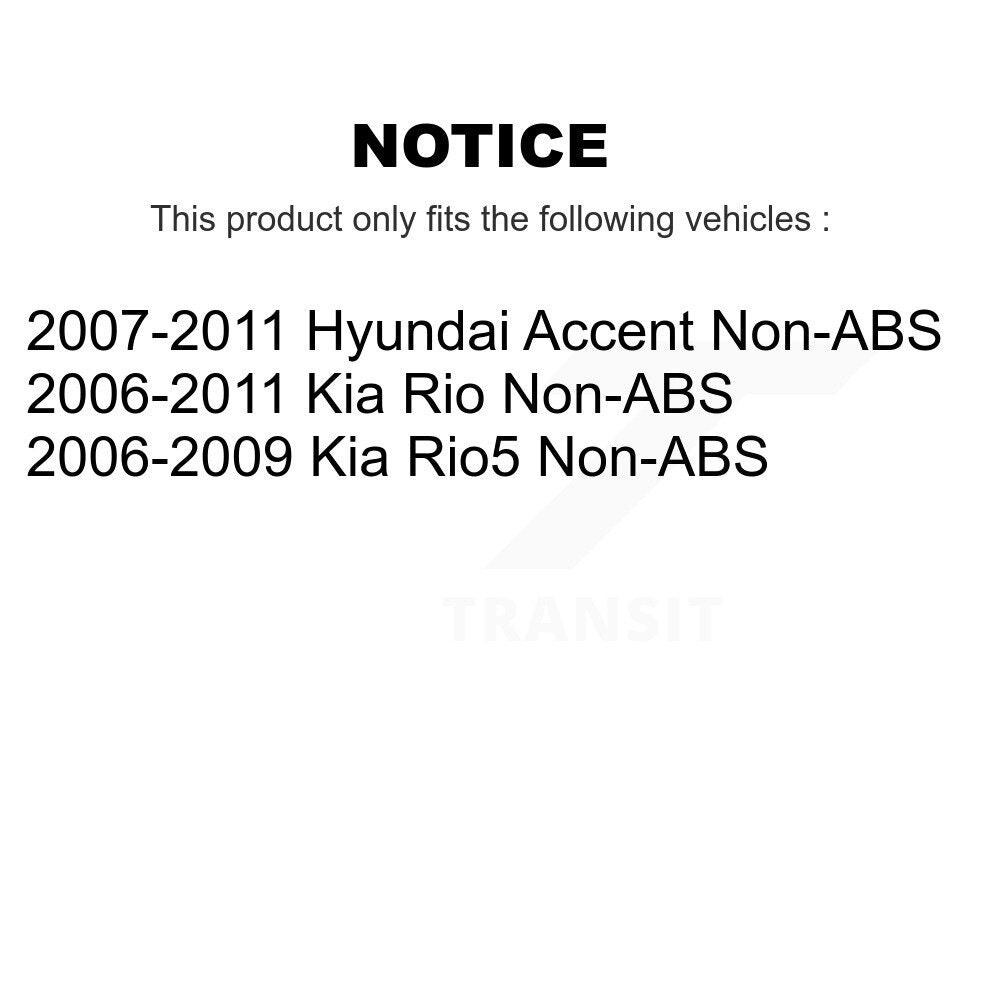 [Avant + Arrière] Kit de Roulement de roue pour Hyundai Accent Kia Rio Rio5 Non-ABS K70-101570