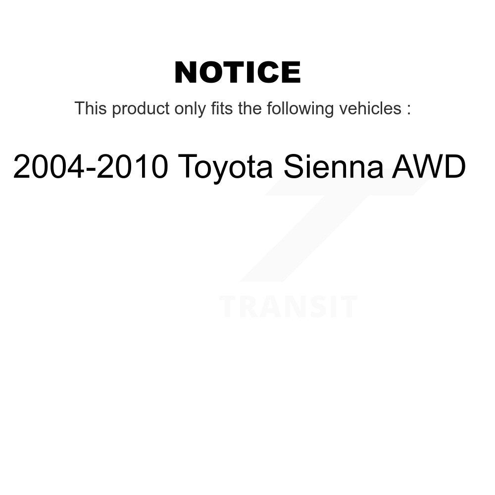 [Avant + Arrière] Kit de Roulement de roue pour 2004-2010 Toyota Sienna AWD K70-101585