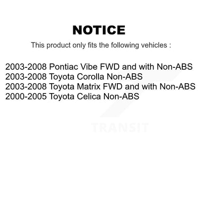 [Avant + Arrière] Kit de Roulement de roue pour Toyota Corolla Matrix Pontiac Vibe Celica K70-101601