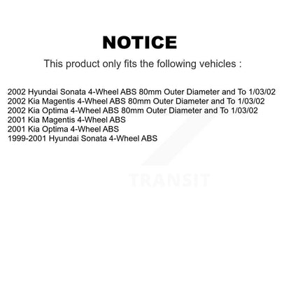 [Avant + Arrière] Kit de Roulement de roue pour Hyundai Sonata Kia Optima Magentis 4-Wheel ABS K70-101610