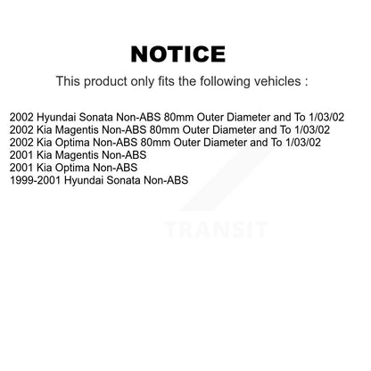 [Avant + Arrière] Kit de Roulement de roue pour Hyundai Sonata Kia Optima Magentis Non-ABS K70-101611
