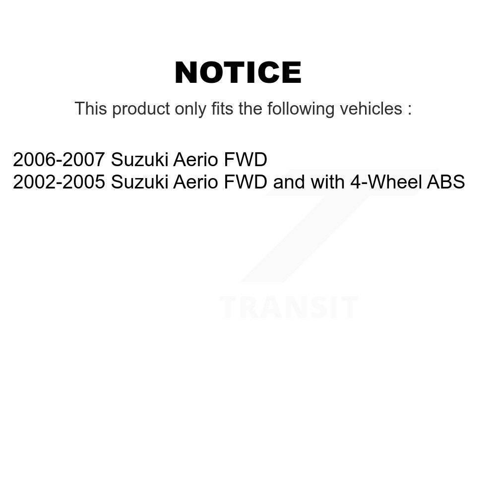 [Avant + Arrière] Kit de Roulement de roue pour Suzuki Aerio K70-101614
