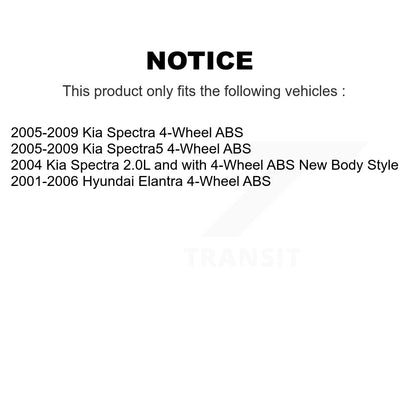 [Avant + Arrière] Kit de Roulement de roue pour Hyundai Elantra Kia Spectra Spectra5 4-Wheel ABS K70-101616