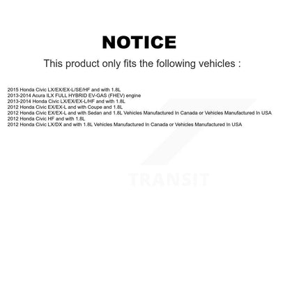 [Avant + Arrière] Kit de Roulement de roue pour Honda Civic K70-101628