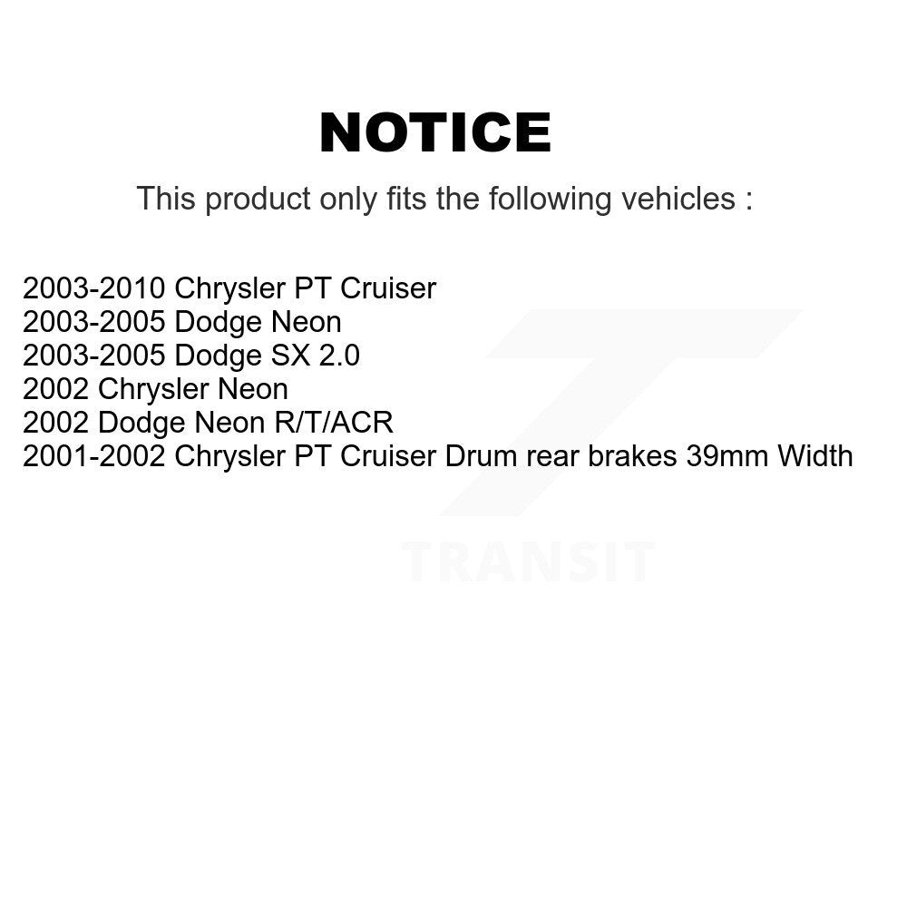 [Avant + Arrière] Kit de Roulement de roue pour Chrysler PT Cruiser Dodge Neon SX 2.0 K70-101698