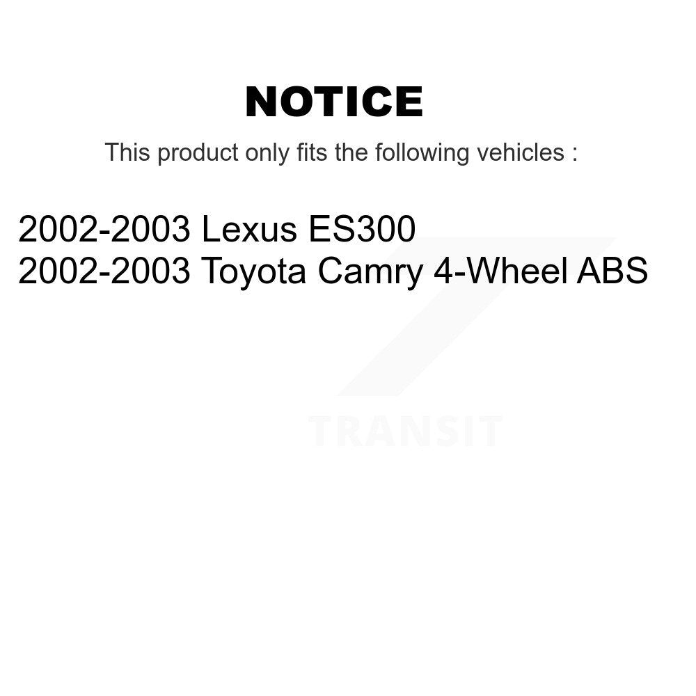 [Avant + Arrière] Kit de Roulement de roue pour 2002-2003 Toyota Camry Lexus ES300 K70-101702