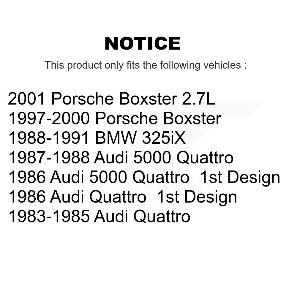 [Avant + Arrière] Kit de Roulement de roue pour Porsche Boxster BMW 325iX Audi Quattro 5000 K70-101719