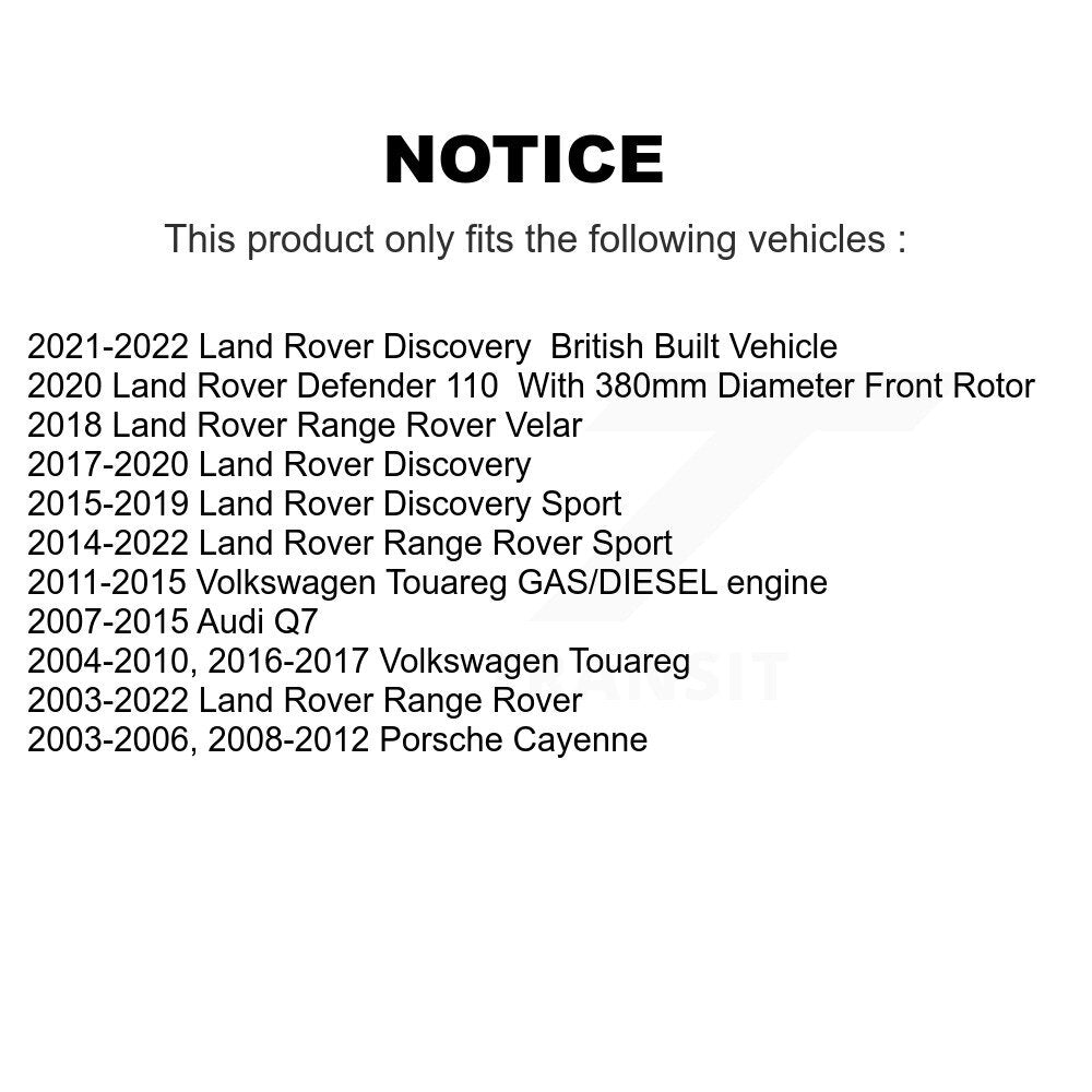 [Avant + Arrière] Kit de Roulement de roue pour Land Rover Range Audi Q7 Sport Volkswagen Touareg Porsche Cayenne Discovery Velar K70-101722