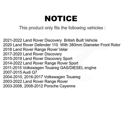 [Avant + Arrière] Kit de Roulement de roue pour Land Rover Range Audi Q7 Sport Volkswagen Touareg Porsche Cayenne Discovery Velar K70-101722