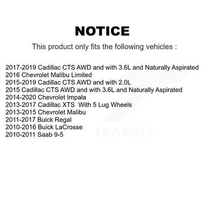 [Avant + Arrière] Kit d'ensemble roulement de roue et moyeu pour Chevrolet Malibu Buick Impala LaCrosse Regal Cadillac XTS CTS Saab 9-5 K70-101734