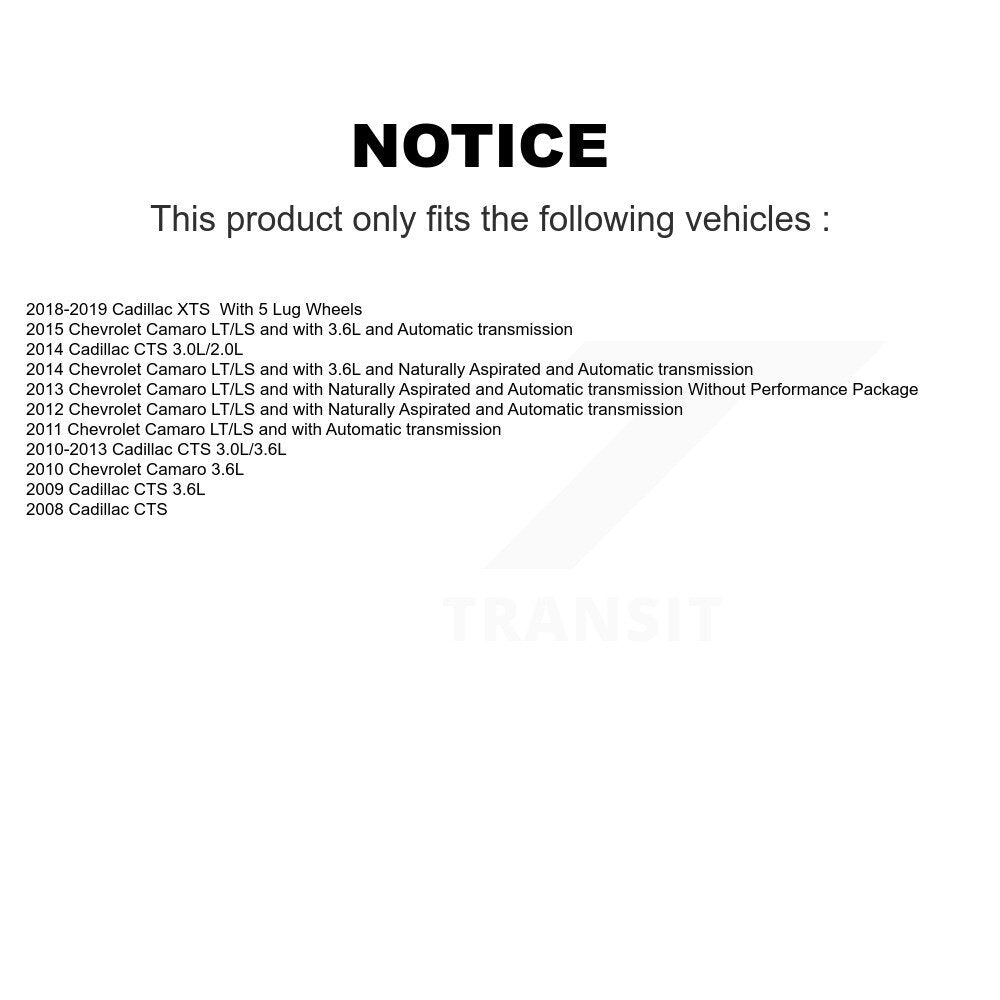 [Avant + Arrière] Kit d'ensemble roulement de roue et moyeu pour Chevrolet Camaro Cadillac CTS Impala XTS K70-101737