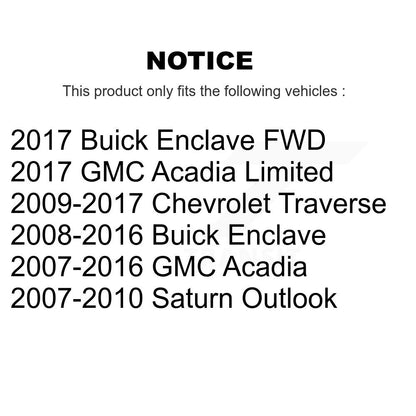 [Avant + Arrière] Kit d'ensemble roulement de roue et moyeu pour Chevrolet Traverse GMC Acadia Buick Enclave Saturn Outlook Limited K70-101743