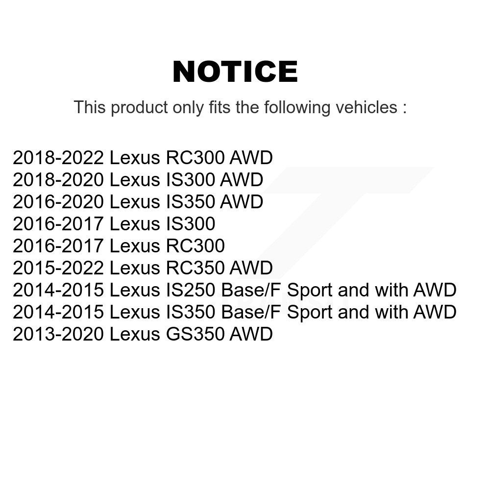[Avant + Arrière] Kit d'ensemble roulement de roue et moyeu pour Lexus GS350 IS250 IS300 IS350 RC350 RC300 K70-101792
