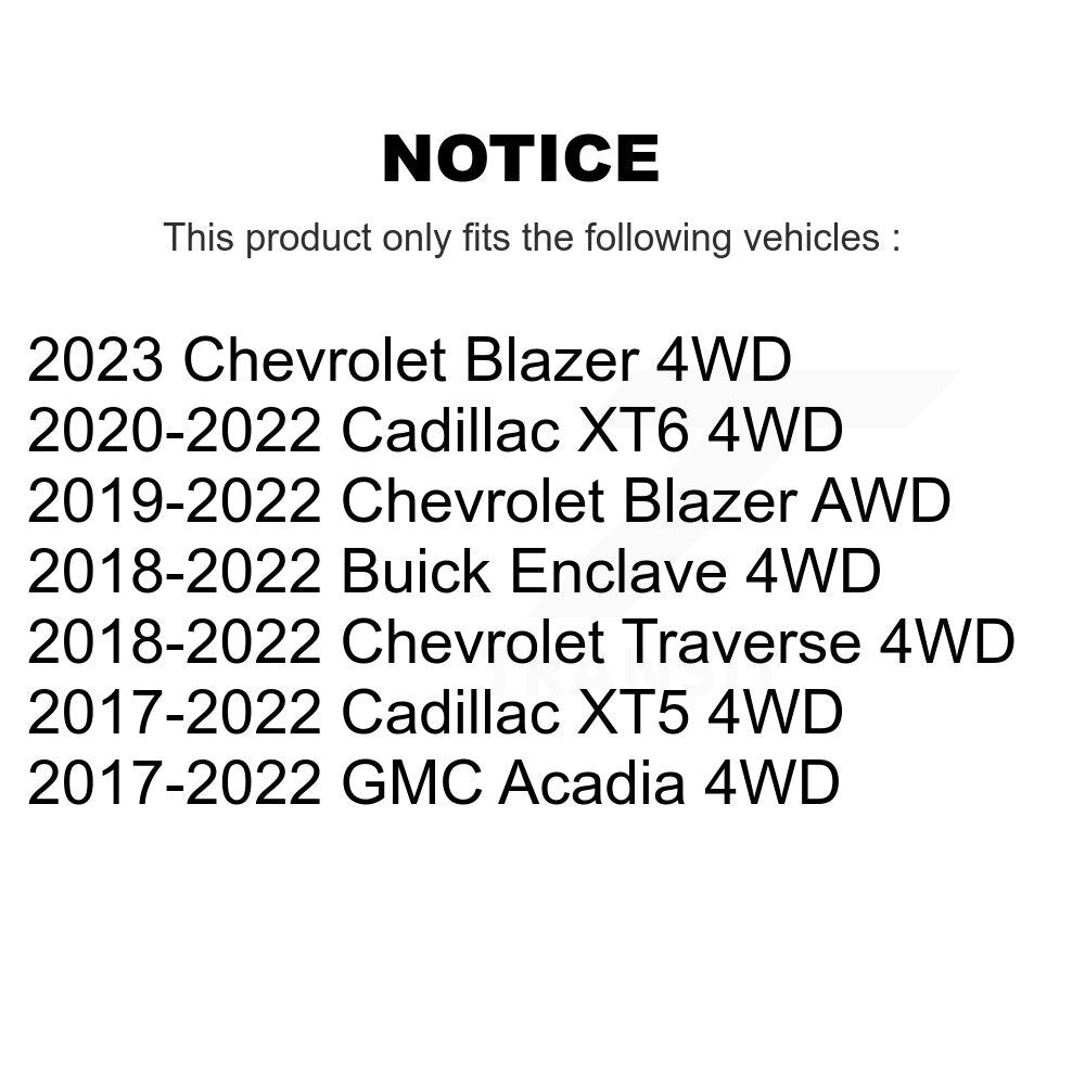 [Avant + Arrière] Kit d'ensemble roulement de roue et moyeu pour Chevrolet Traverse Cadillac XT5 4WD K70-101814